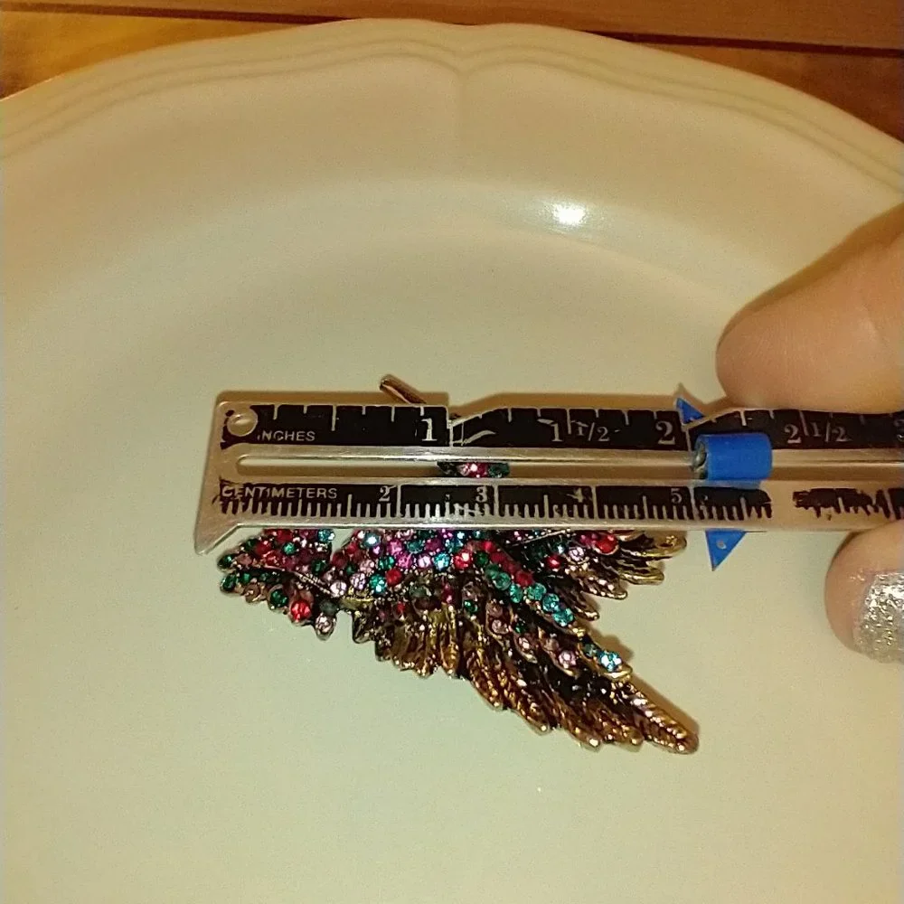 Colorful Rhinestone Hummingbird Brooch - Picture 2 of 4